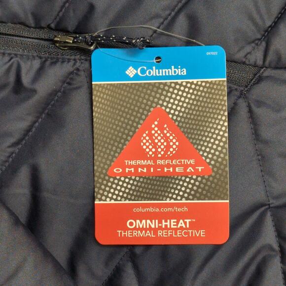 NWT Columbia Heavenly Hooded Puffer Jacket L Collegiate Navy Blue Omni-Heat - Picture 8 of 10